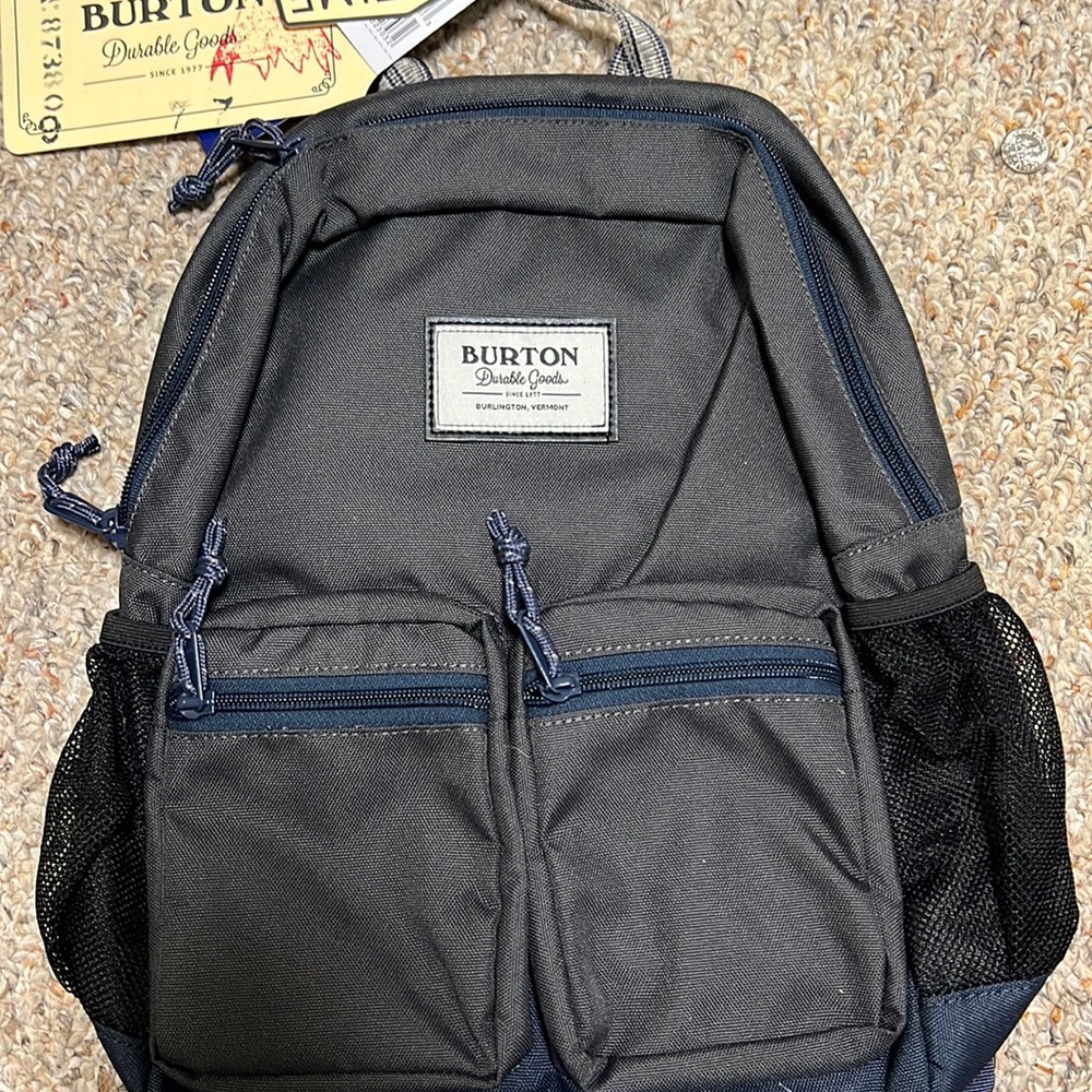 NWT Burton Youth Dark Gray With Dark Blue Trim Backpack